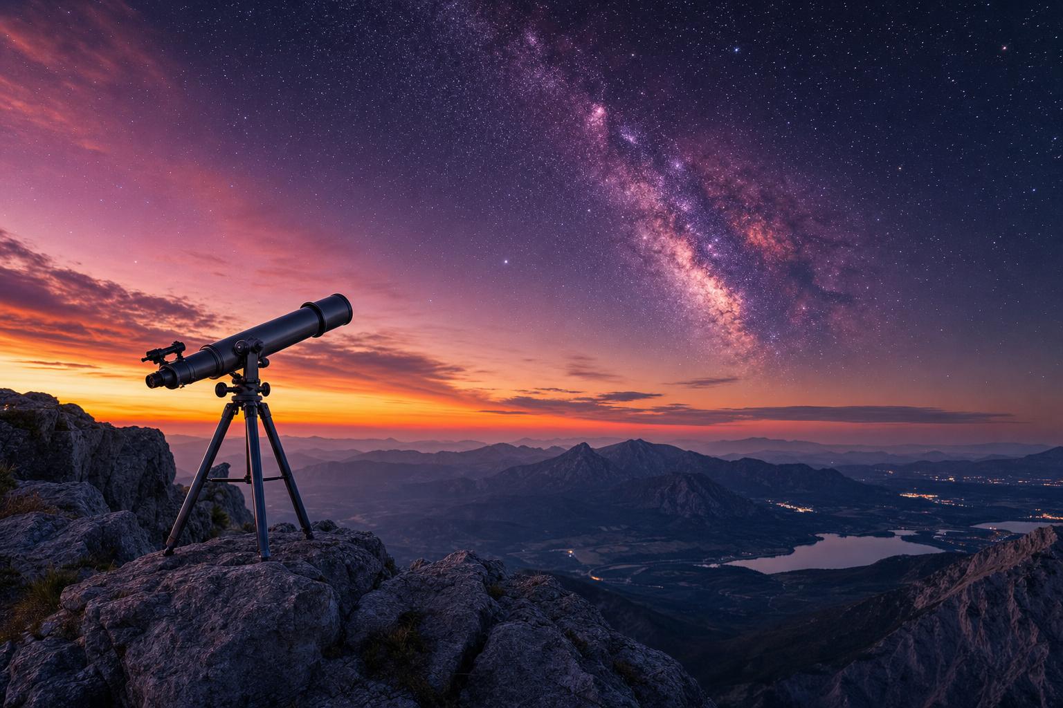 長期投資視野:望遠鏡對準星空象徵耐心等待太空經濟紅利