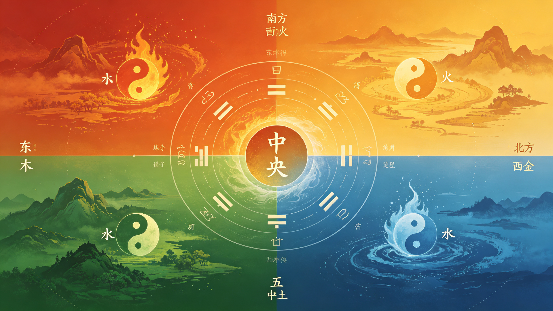 四季方位五行概念圖