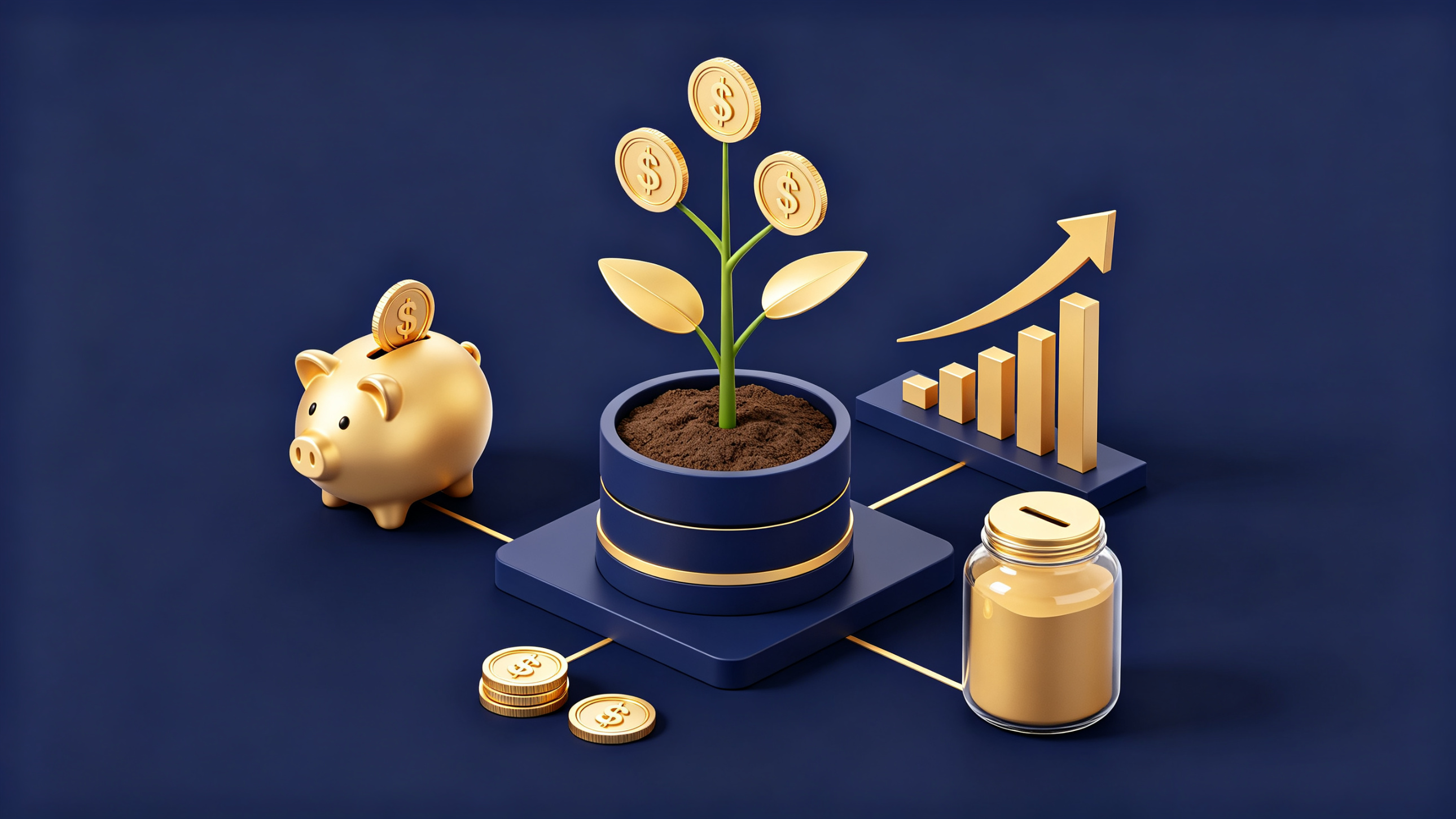 Financial growth metaphor with coin tree